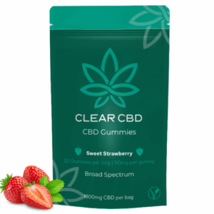 Clear CBD gummies strawberry 1800mg front render