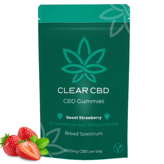Clear CBD gummies strawberry 1800mg front render